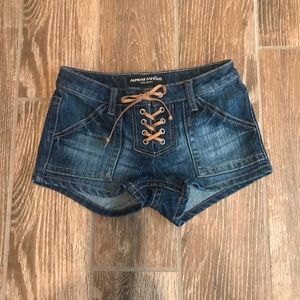 ⭐️ 2/$20 Almost Famous Tie Up Jean Shorts 0